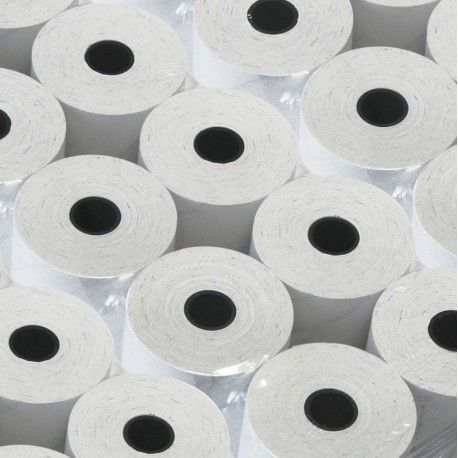 30 rotoli di carta termica da 80m, larghezza 80mm. Foro 12mm. Diametro esterno 77mm.