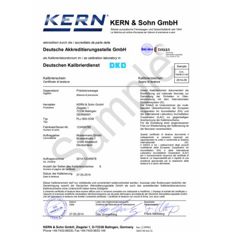 Certificato di taratura Lat DakkS per CCS da 301 a 1500 kg