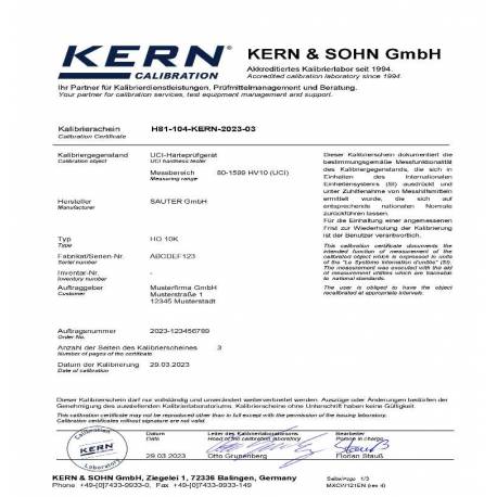 Certificato di taratura ISO su Durometri UCI